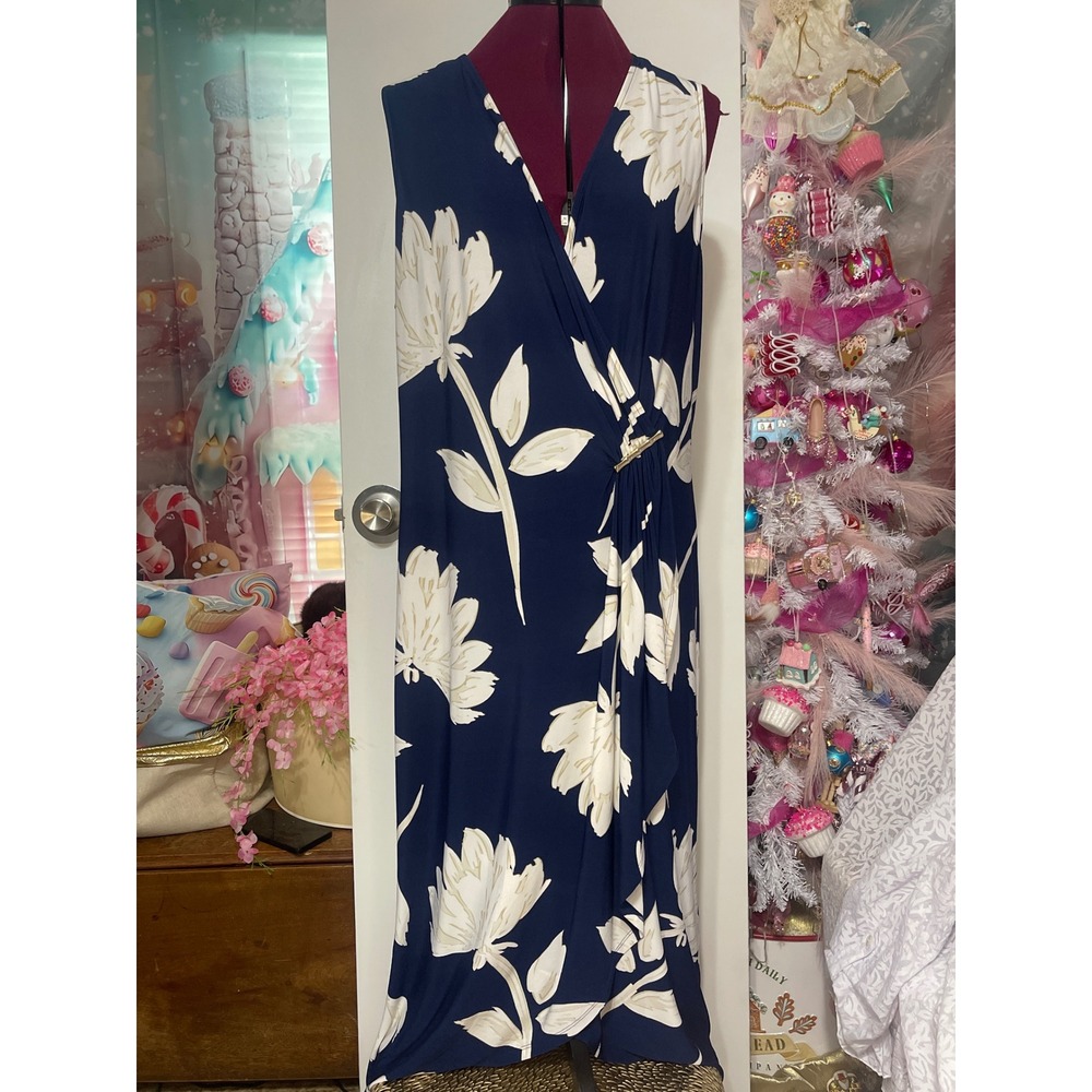 Tommy Bahama NWT Nights Midi Dress Womens XL Navy New Floral Bamboo SW621888